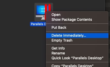 delete parallel desktop on mac