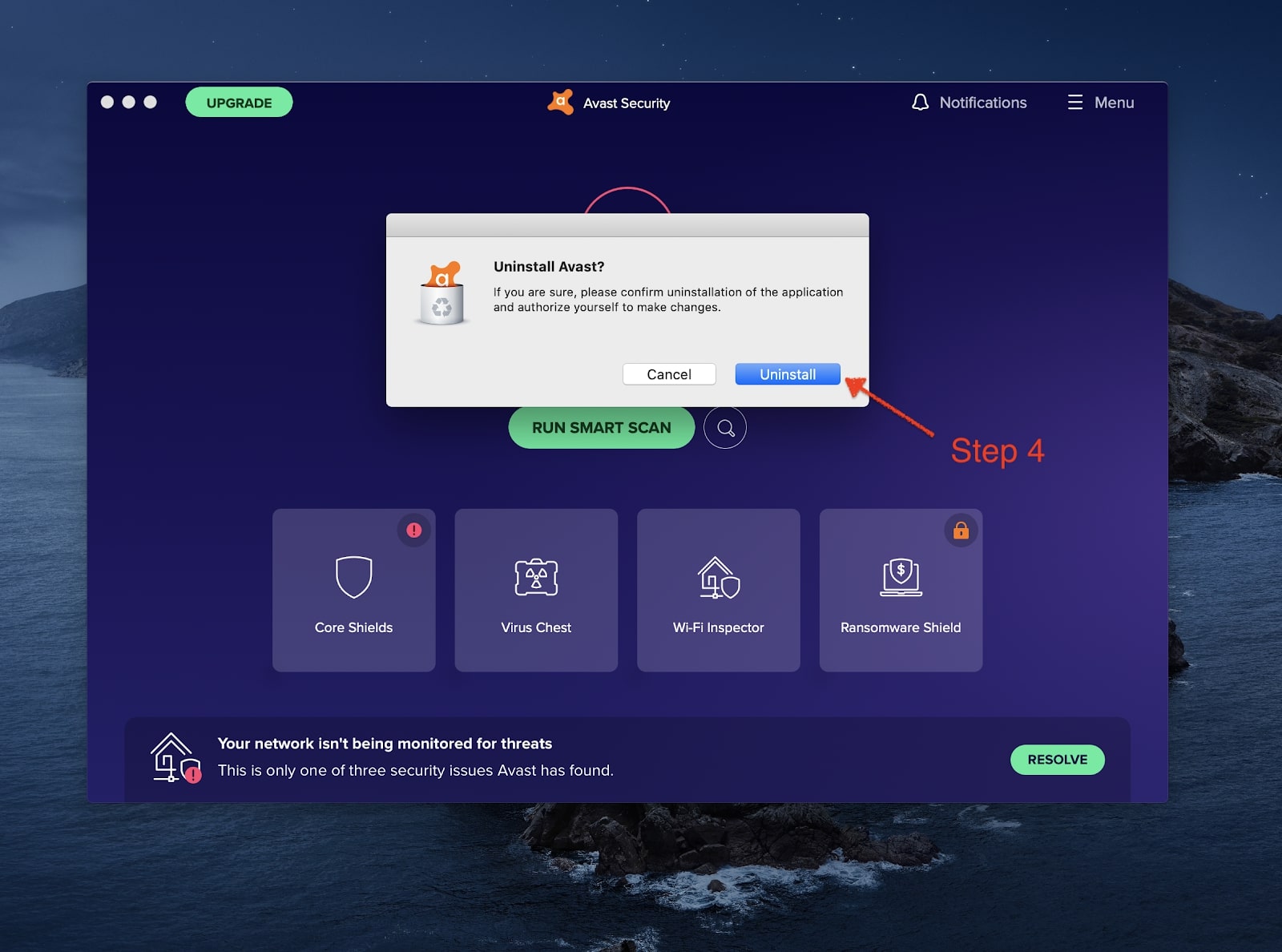 uninstall avast for mac