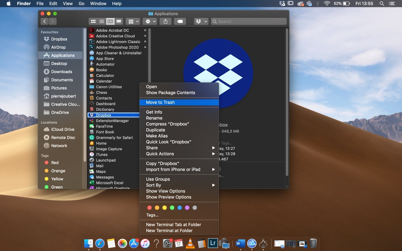 add dropbox to menu bar mac