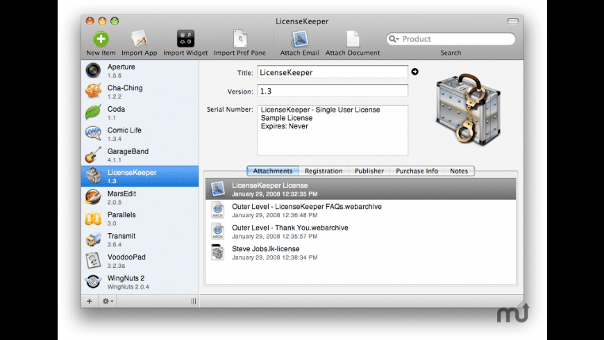 LicenseKeeper for Mac - review, screenshots