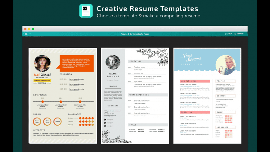 Resume Cv Templates For Pages For Mac Free Download
