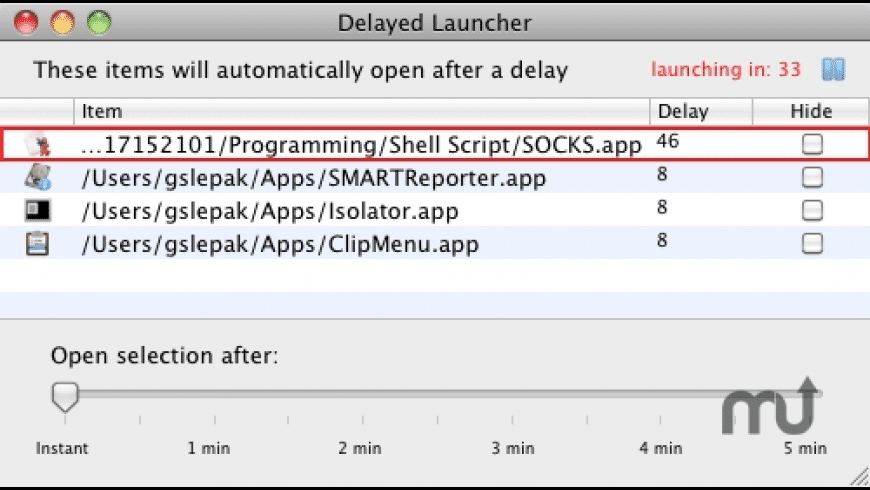 DelayedLauncher for Mac - review, screenshots