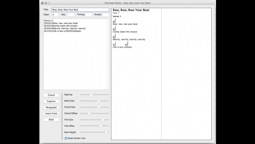 CB Sheet Writer for Mac - review, screenshots