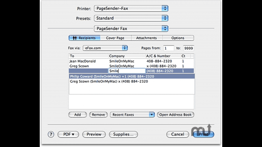 pagesender fax center for mac free download version 4 6 can i fax from my mac