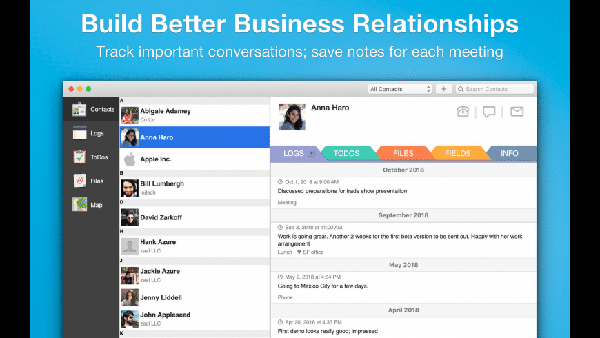 Contacts Journal CRM for Mac - review, screenshots