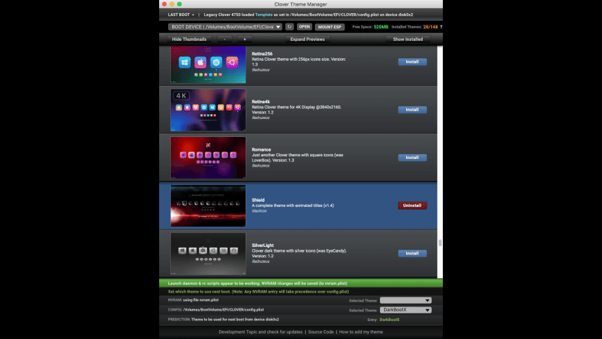 Clover Theme Manager for Mac - review, screenshots