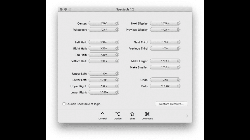 Spectacle mac shortcuts Spectacle mac shortcuts