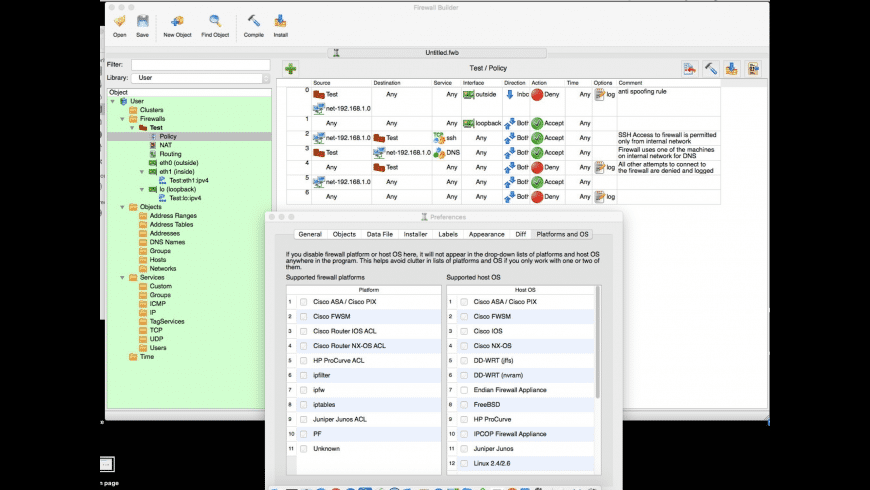 firewall builder create address table