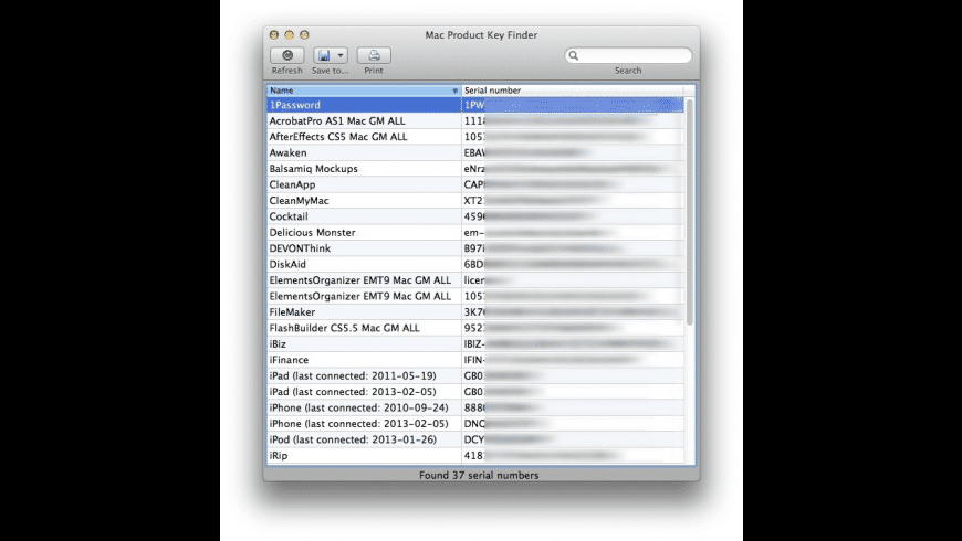 Mac Product Key Finder for Mac - review, screenshots
