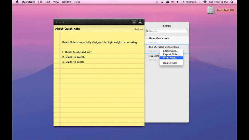 quick notes mac os