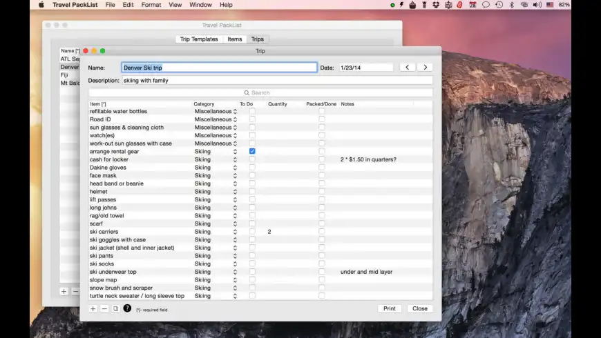 Travel pack list Travel pack list
