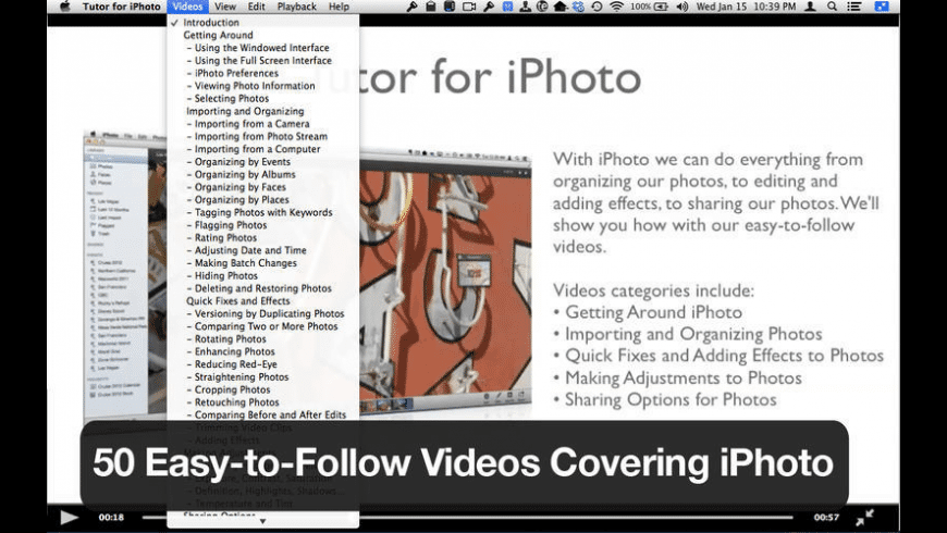 Tutor for iPhoto for Mac - review, screenshots