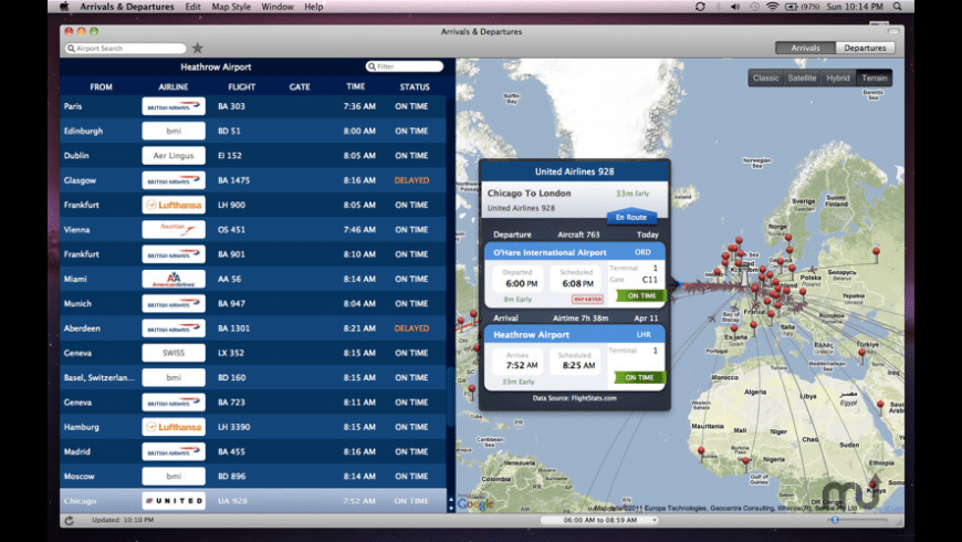 Arrivals & Departures for Mac - review, screenshots