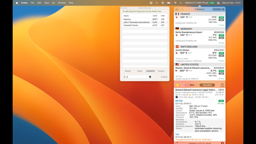 AeroWeather for Mac - review, screenshots