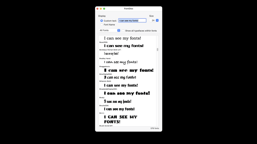 FontDoc for Mac - review, screenshots
