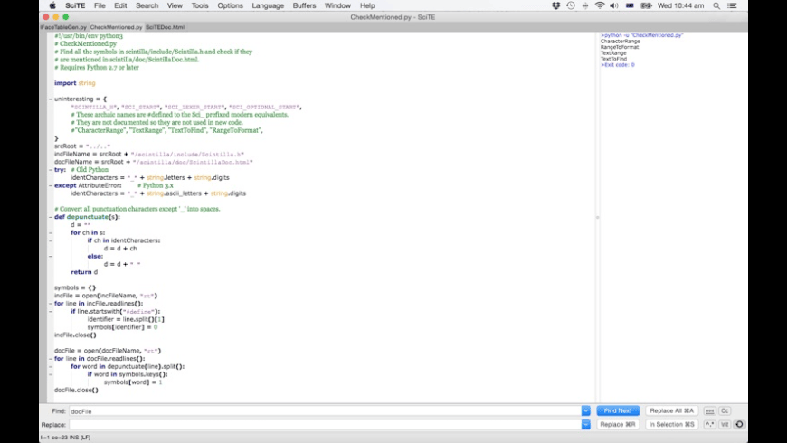 SciTE for Mac - review, screenshots
