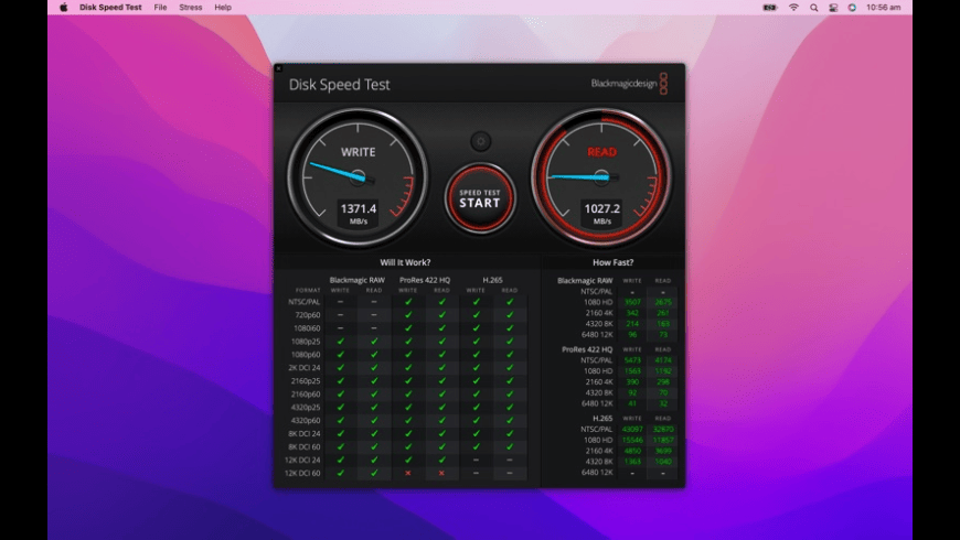 Blackmagic Disk Speed Test for Mac - review, screenshots
