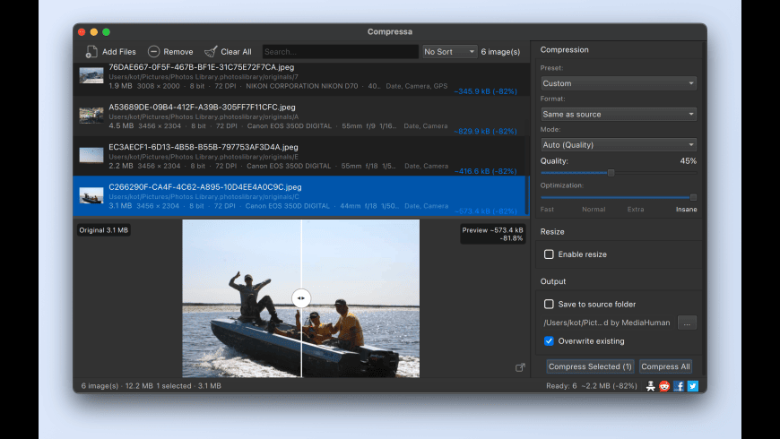 Compressa for Mac - review, screenshots
