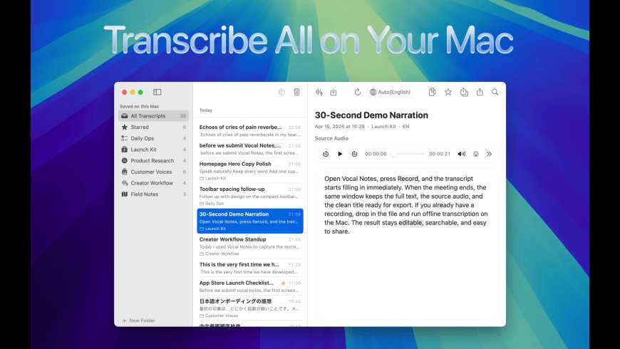 Vocal Notes for Mac - review, screenshots