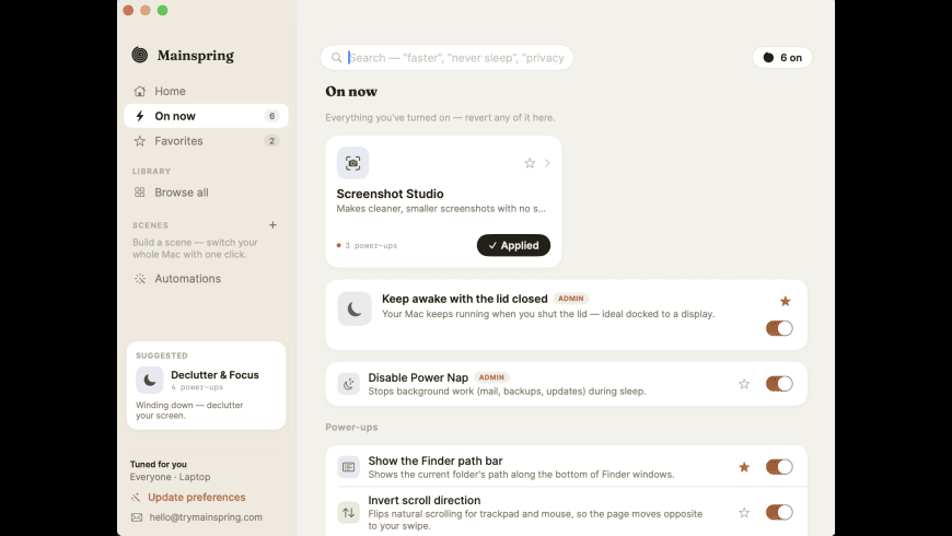 Mainspring for Mac - review, screenshots