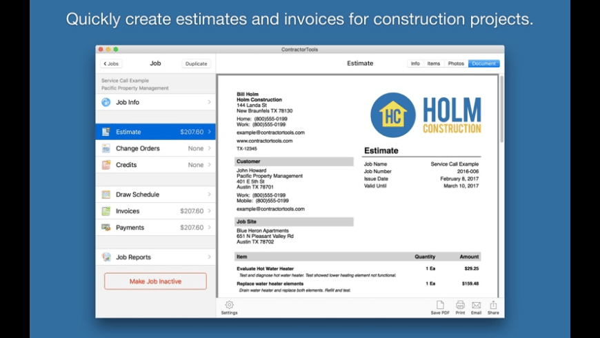 ContractorTools for Mac - review, screenshots