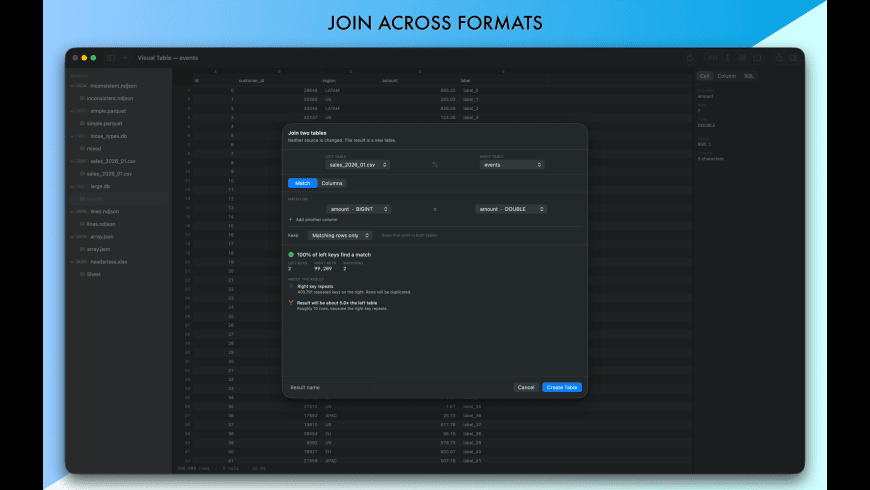 Visual Table for Mac - review, screenshots