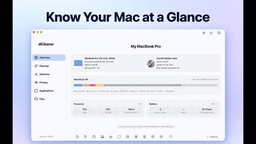 diCleaner for Mac - review, screenshots