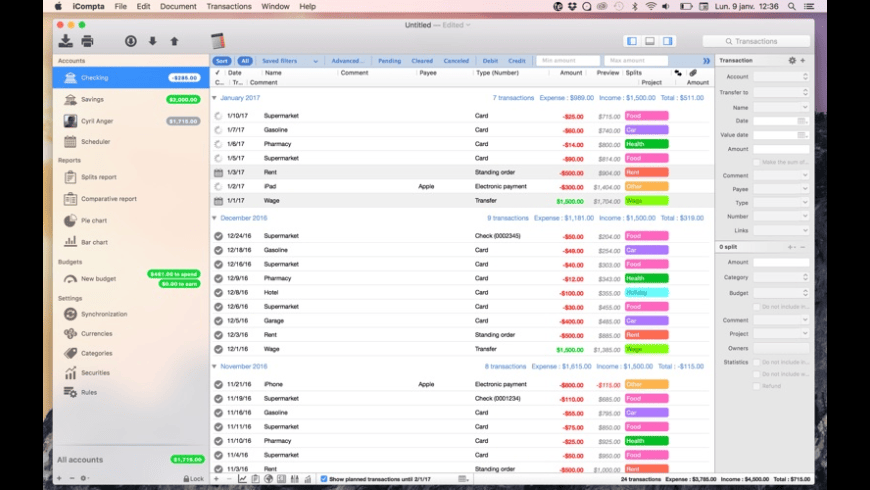 iCompta 6 for Mac - review, screenshots