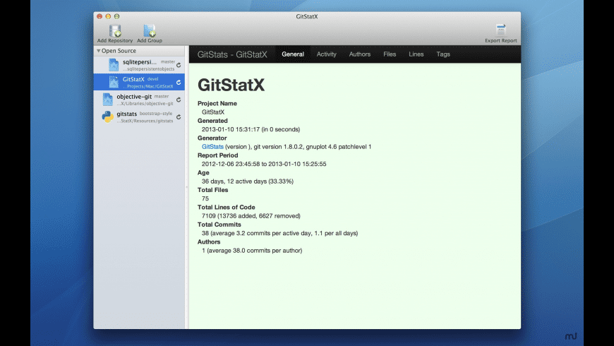 GitStatX for Mac - review, screenshots