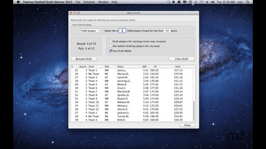 Fantasy Football Draft Advisor For Mac Free Download Review Latest Version