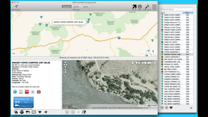 USFS and BLM Campgrounds for Mac - review, screenshots