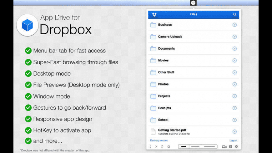 iDownload for Dropbox for Mac - review, screenshots