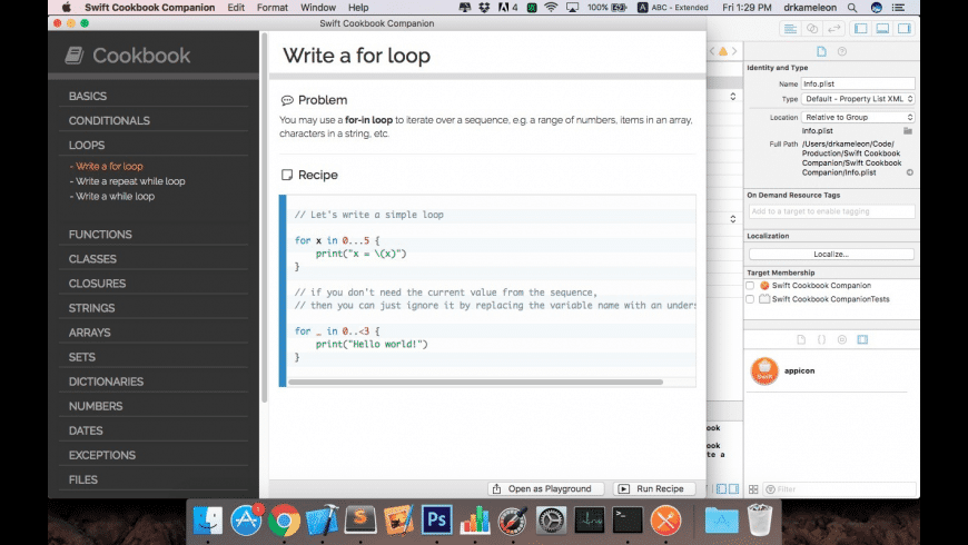 Swift Cookbook Companion Swift Cookbook Companion