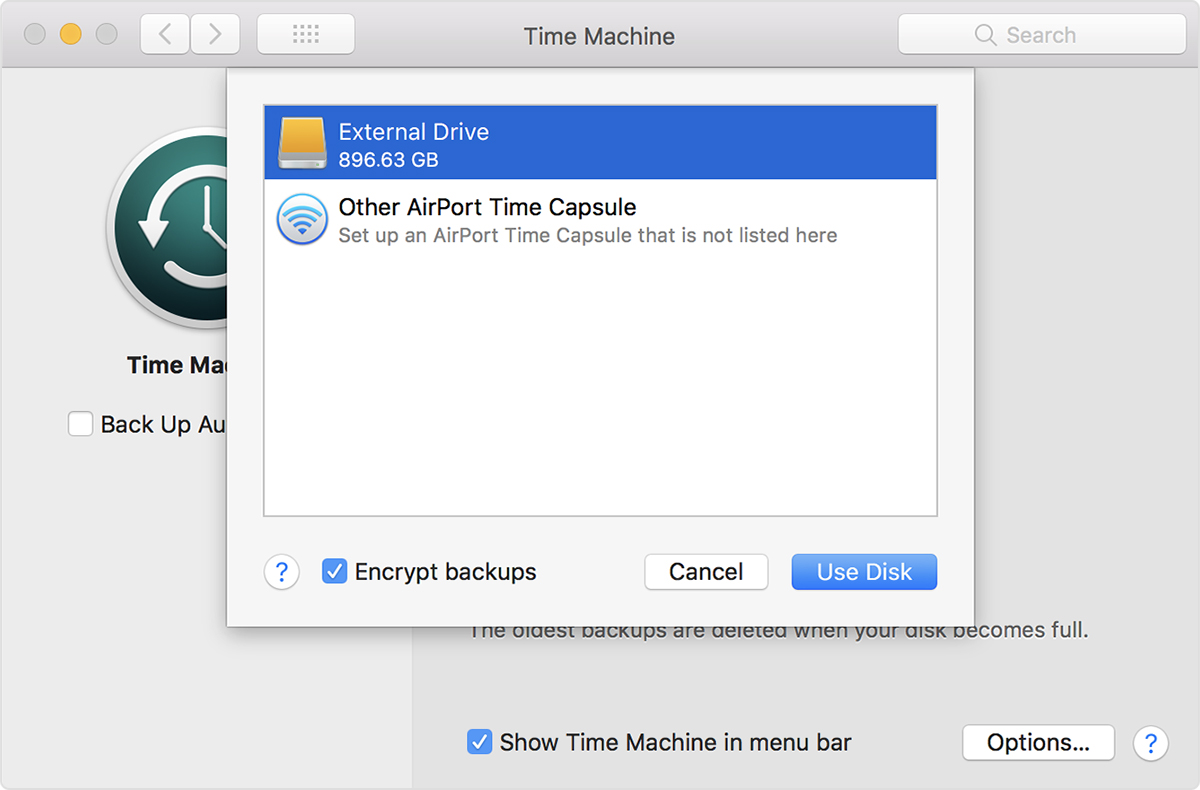 first time external hard drive time machine